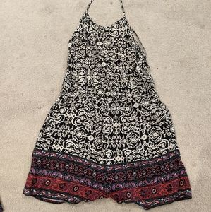 Backless print romper S